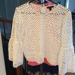 J. Crew daisylace bell sleeve top in ivory